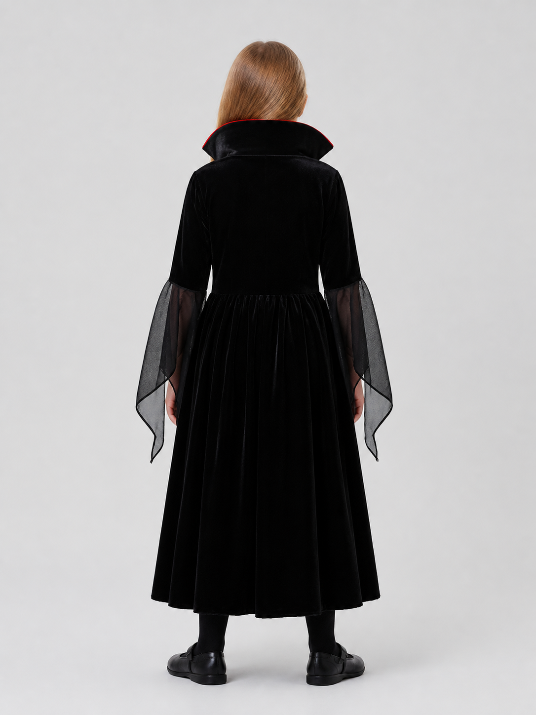 Halloween Vampire Costume, Long with Hood back view