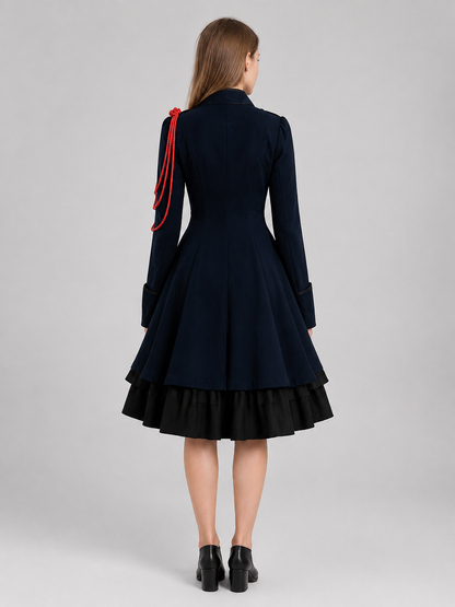 Gothic cosplay dress with bow and ruffle back view