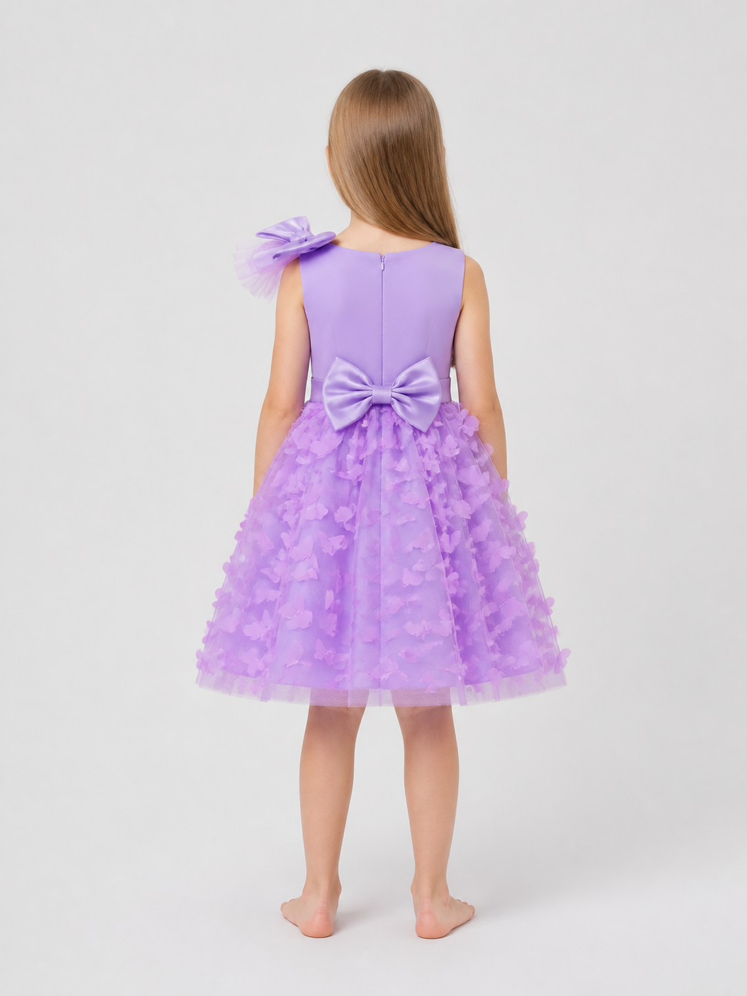 Dressy Tulle Dress with Butterflies and Bows back view