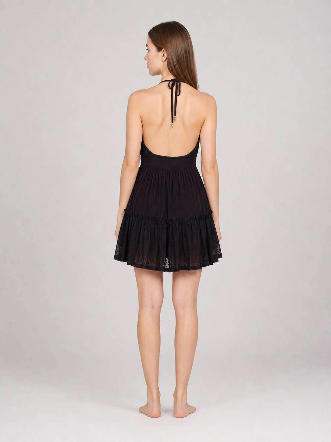 Black Boho Sleeveless Dress with Tiered Skirt