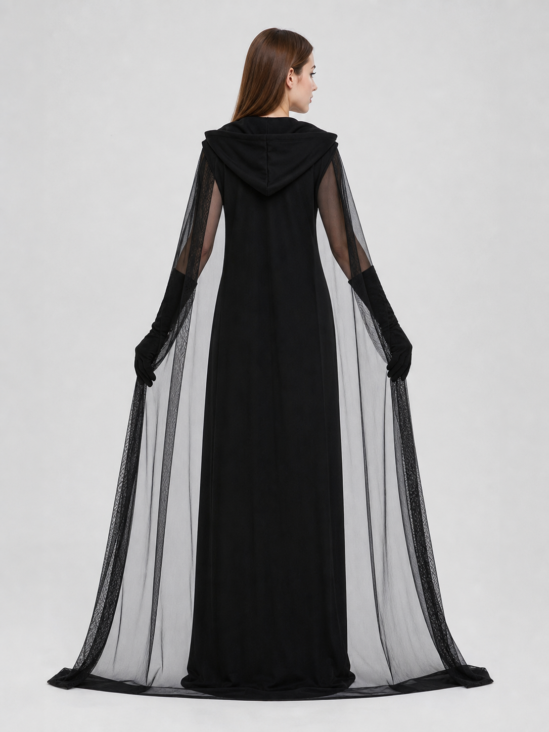 Carnival Hooded Cloak with Semi-Transparent