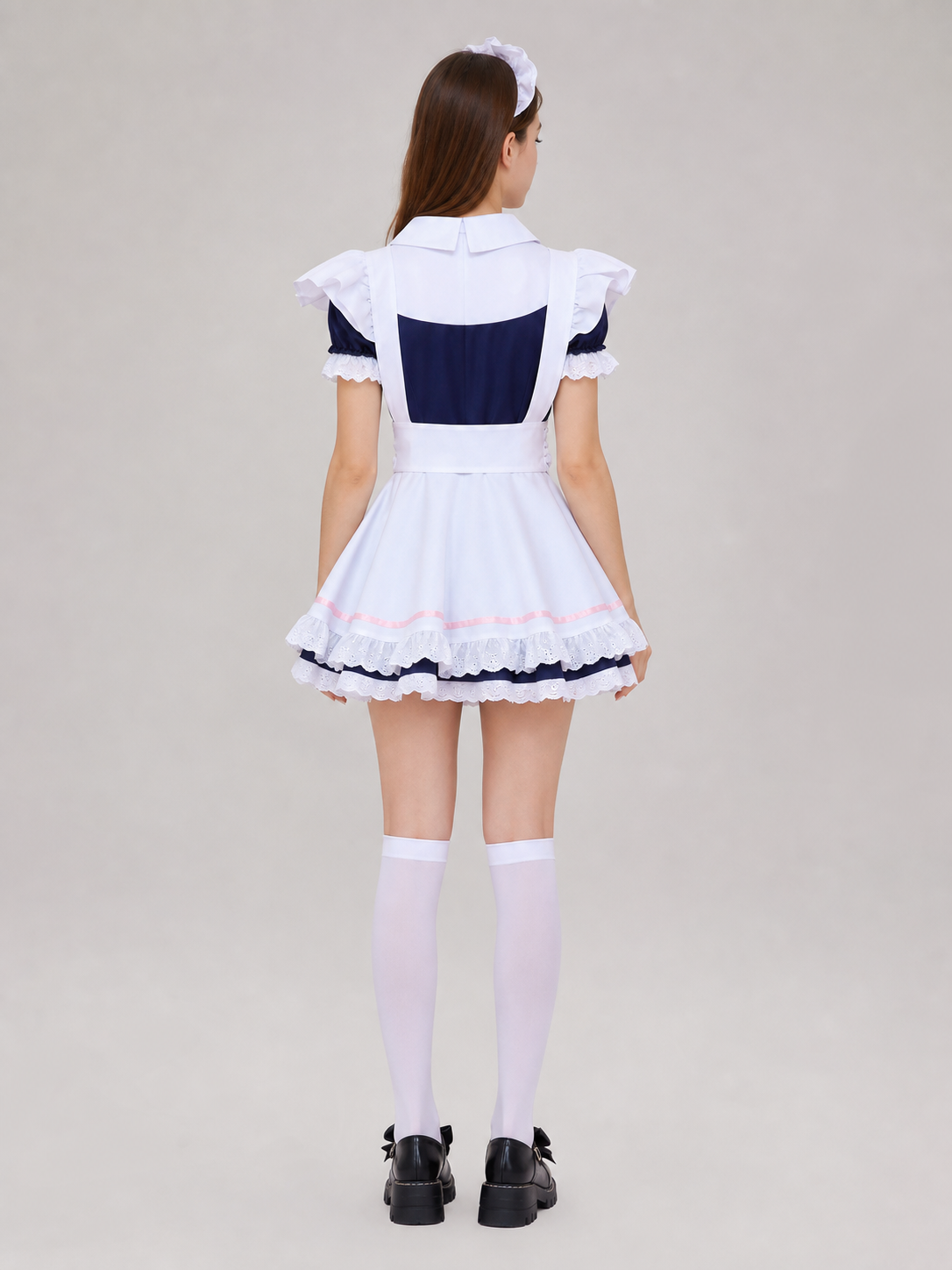 Maid-Style Cosplay Dress with Bow and Ruffles