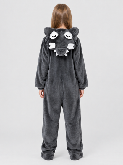 Insulated Hooded Pajama Jumpsuit with White Insert