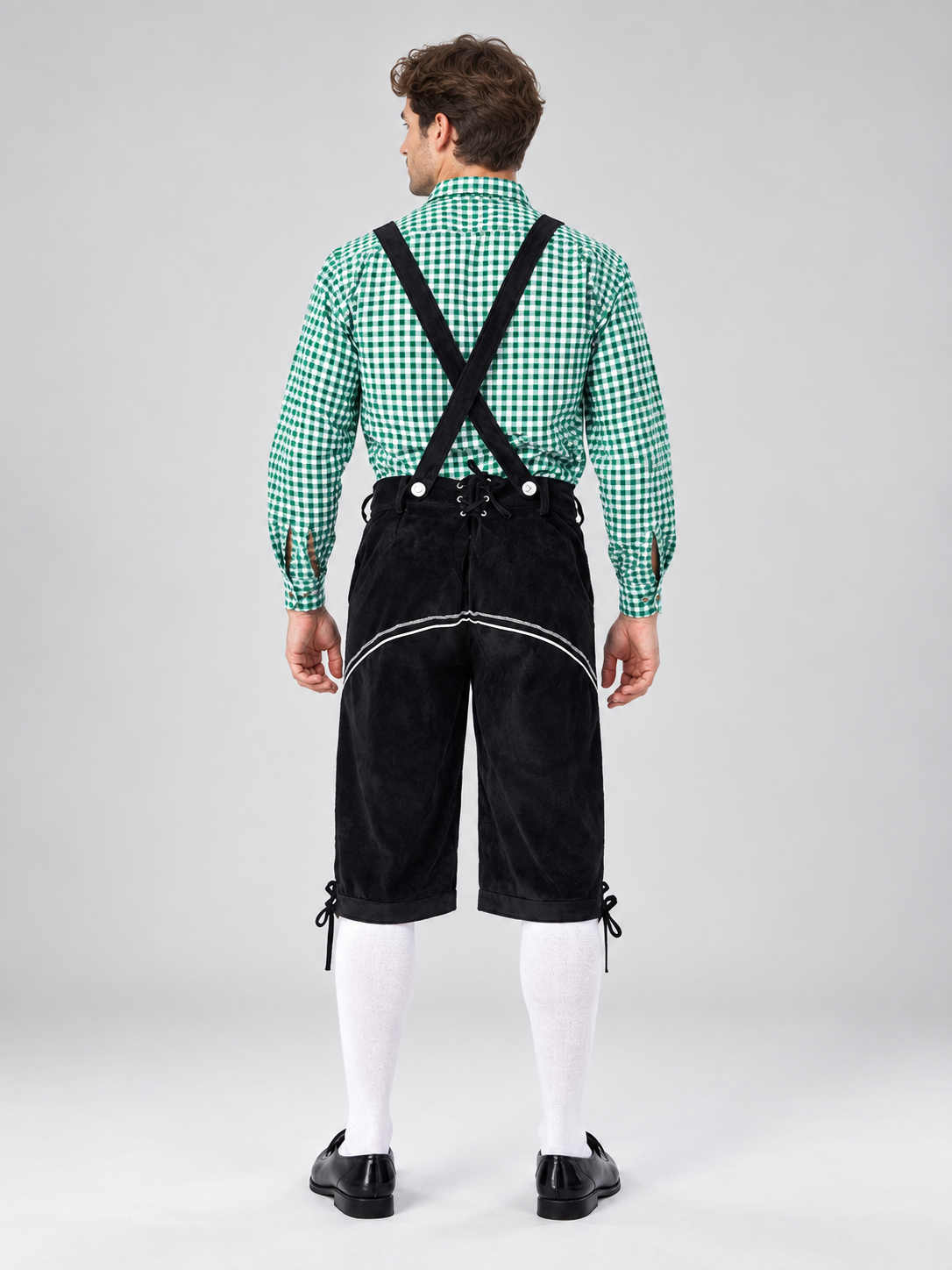 Oktoberfest Costume: Green Plaid, Black Breeches