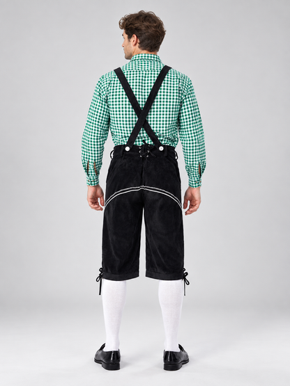 Oktoberfest Costume: Green Plaid, Black Breeches