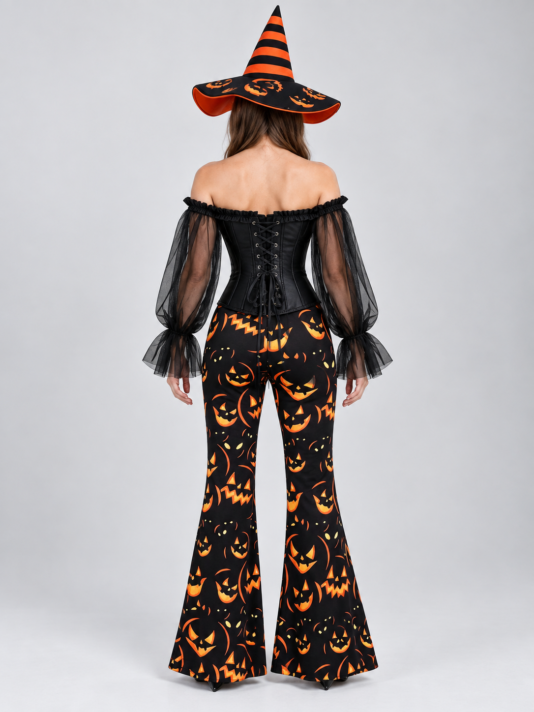 Halloween Witch Costume: Corset, Pants, Hat, Necklace