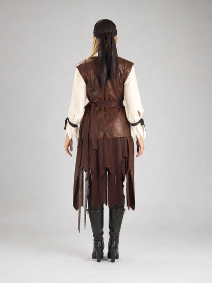 Pirate-Style Costume with Skirt and Headscarf