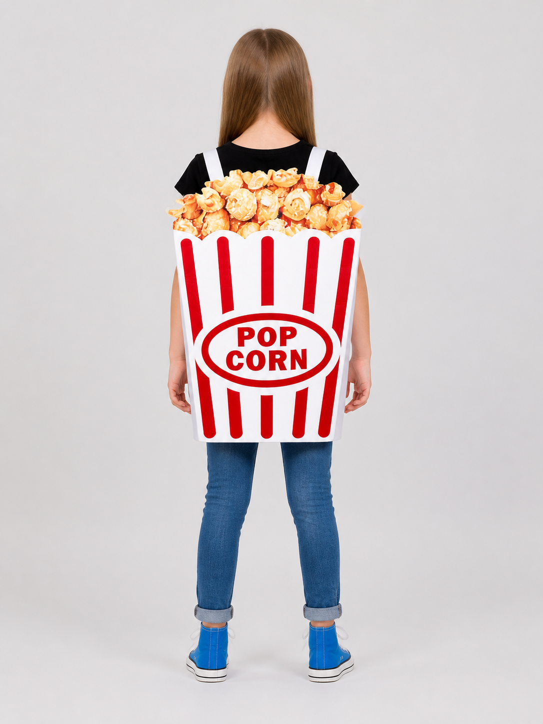 Red-and-White Striped Popcorn Carnival Costume back view