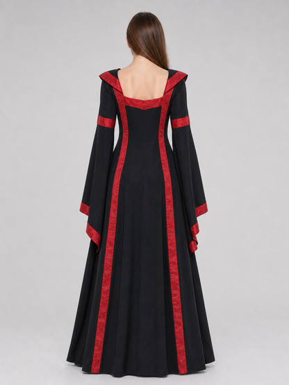 Gothic Vintage Hooded Lace-Up Dress