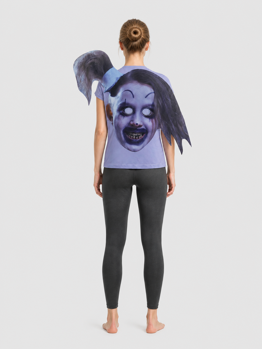 Scary Halloween Mask with Hair and Hat back view