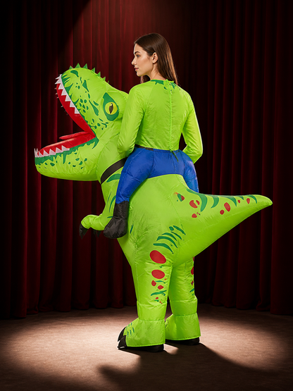 Dinosaur Inflatable Costume for Halloween, Full Body Blow Up Suit with Tail back view