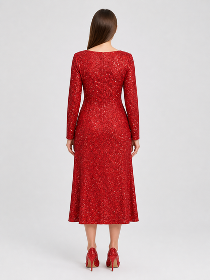 Shrek 2 Fairy Godmother Cosplay Dress, Red with Sequins back view