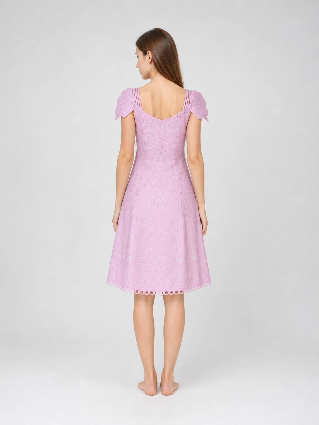 Pink Cosplay Dress with Bow and Pattern