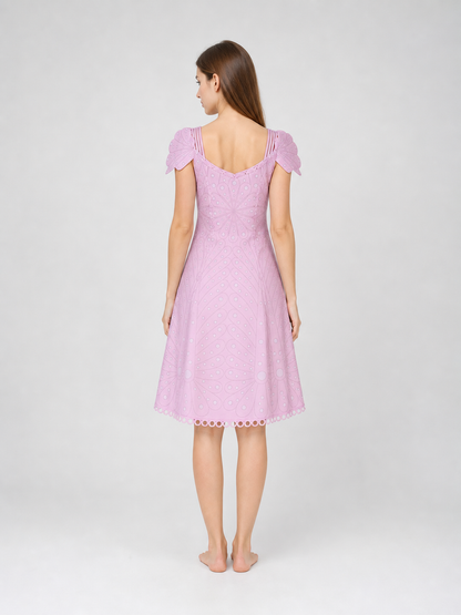 Pink Cosplay Dress with Bow and Pattern