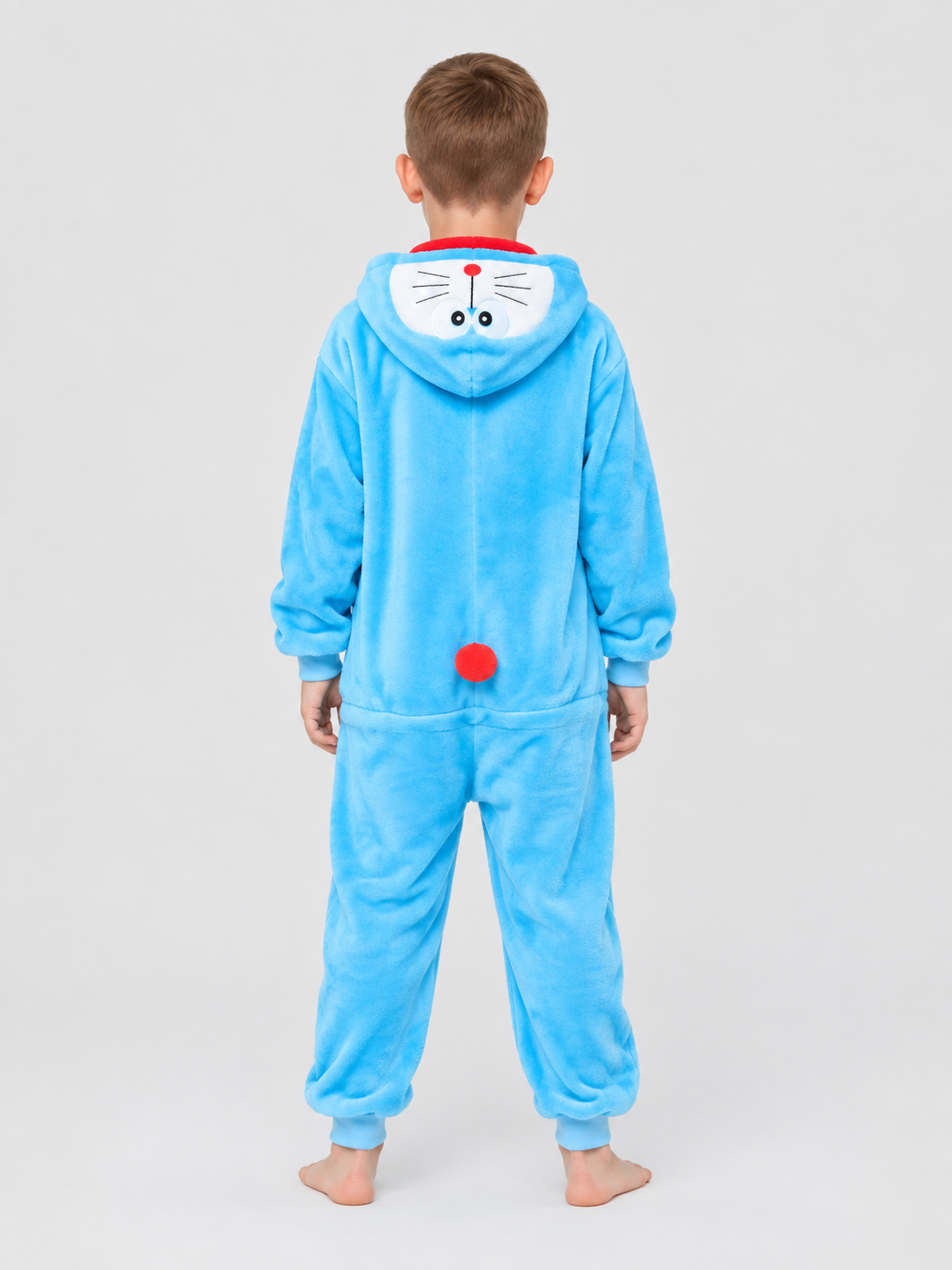 Blue Flannel Hooded Pajama Jumpsuit