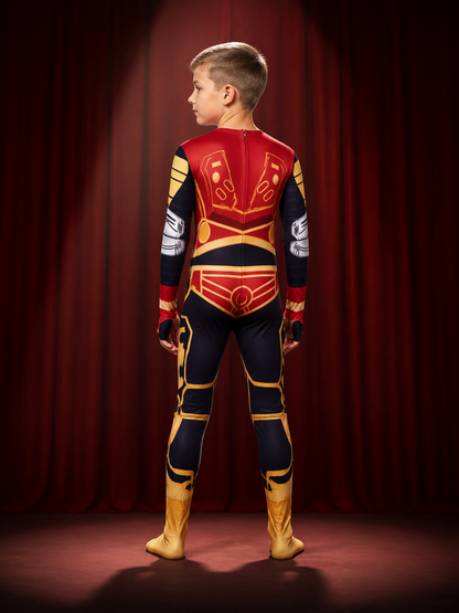 Dino Ranger Jumpsuit Costume, Sci-Fi Armor Design with Lightning Pattern back view