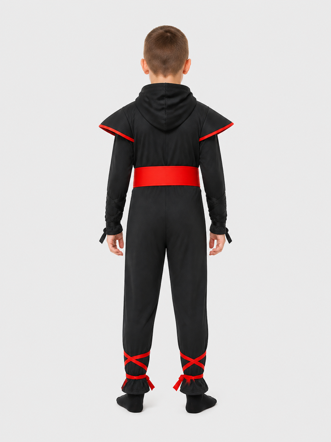 Naruto Ninja Cosplay Costume, Black and Red Jumpsuit back view