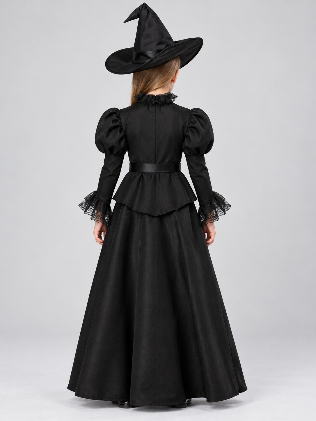 Kids' Witch Halloween Costume Black with Hat and Belt