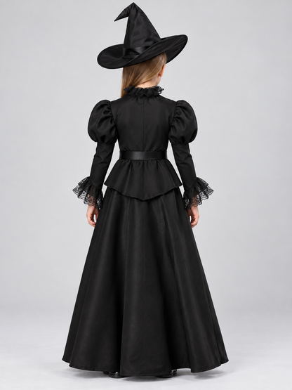 Kids' Witch Halloween Costume Black with Hat and Belt