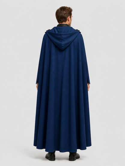 Adult Black Hooded Cloak for Halloween Cosplay back view