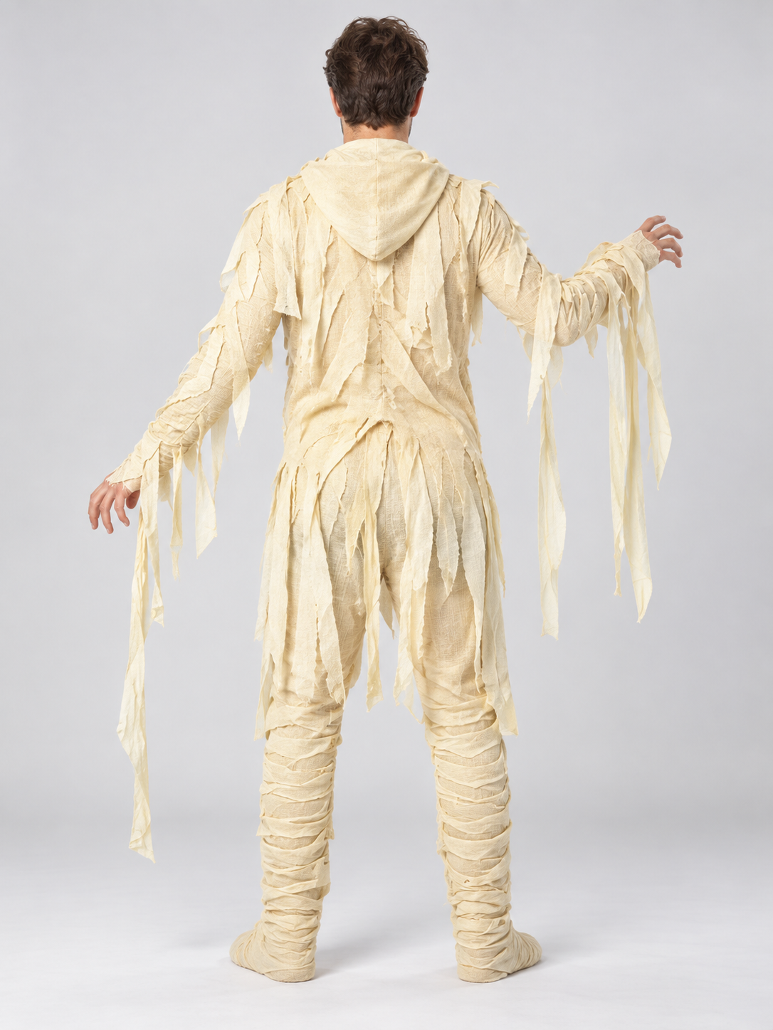 Adult Mummy Costume with Hood, Light Beige