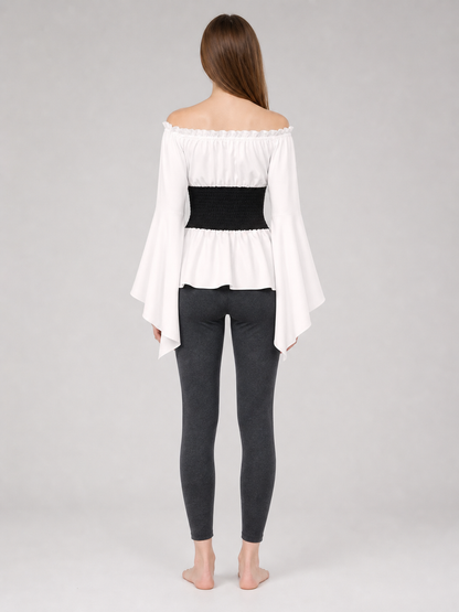 Vintage-Style Blouse with Embroidered Belt
