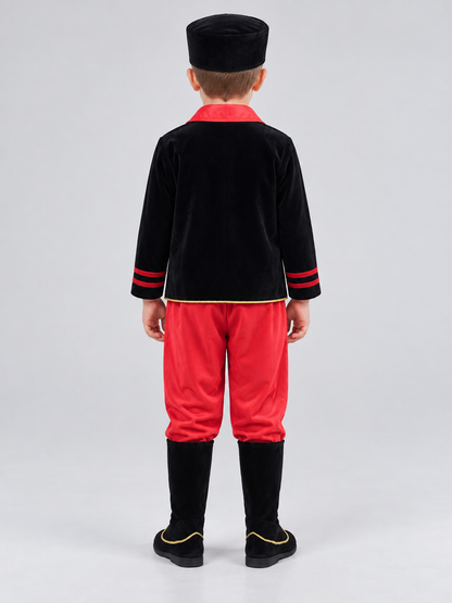 Kids' Russian Folk Costume Black with Red and Gold