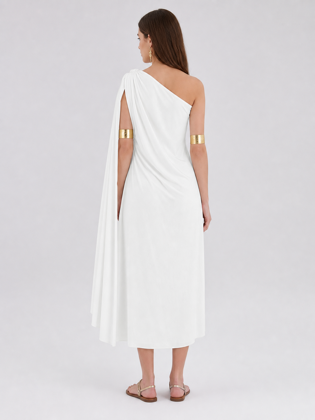 White draped dress with flowing train product view 25