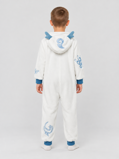 Kids' Hooded Pajama Jumpsuit with Blue Inserts