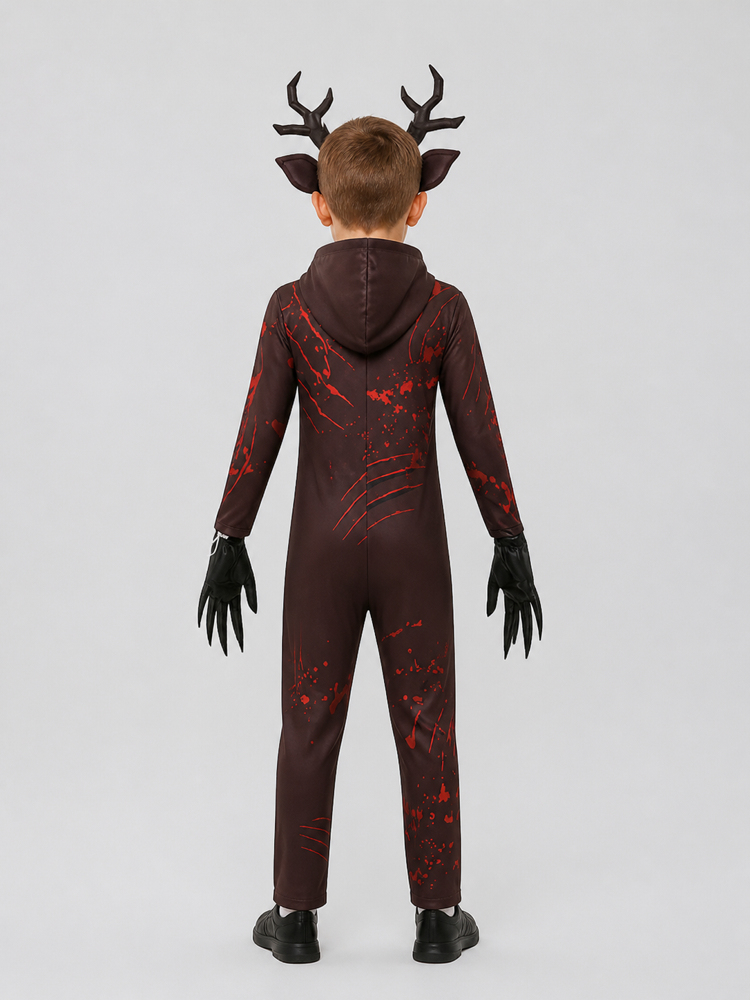 Carnival Costume “Monster Deer” with Antlers and Gloves back view