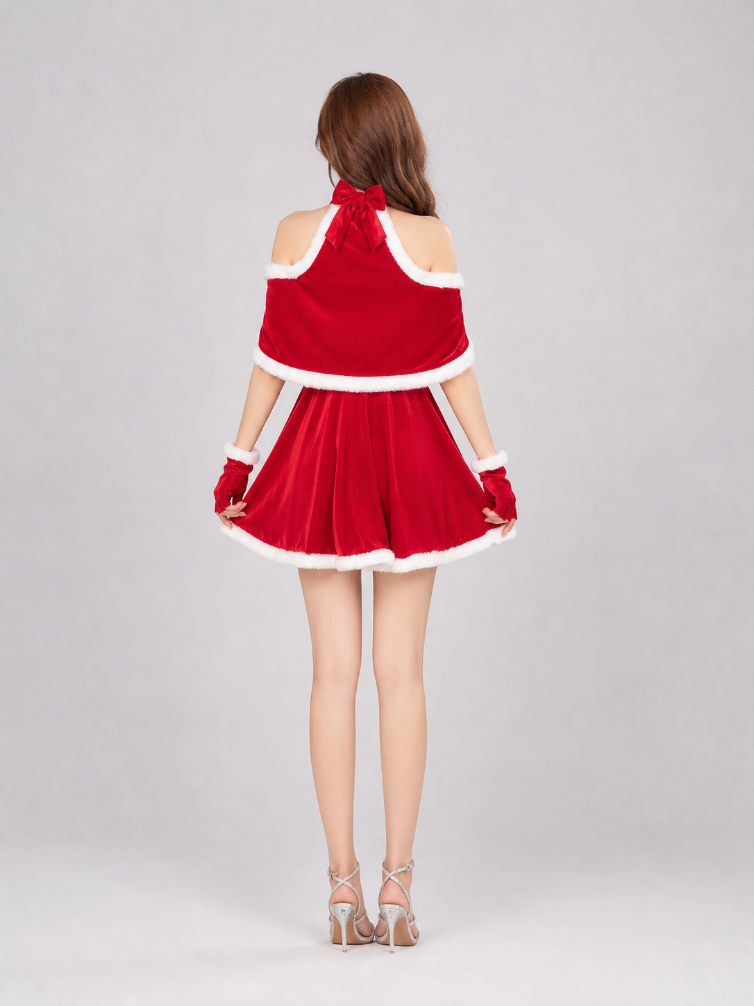 Red and White Christmas Costume Dress with Cape