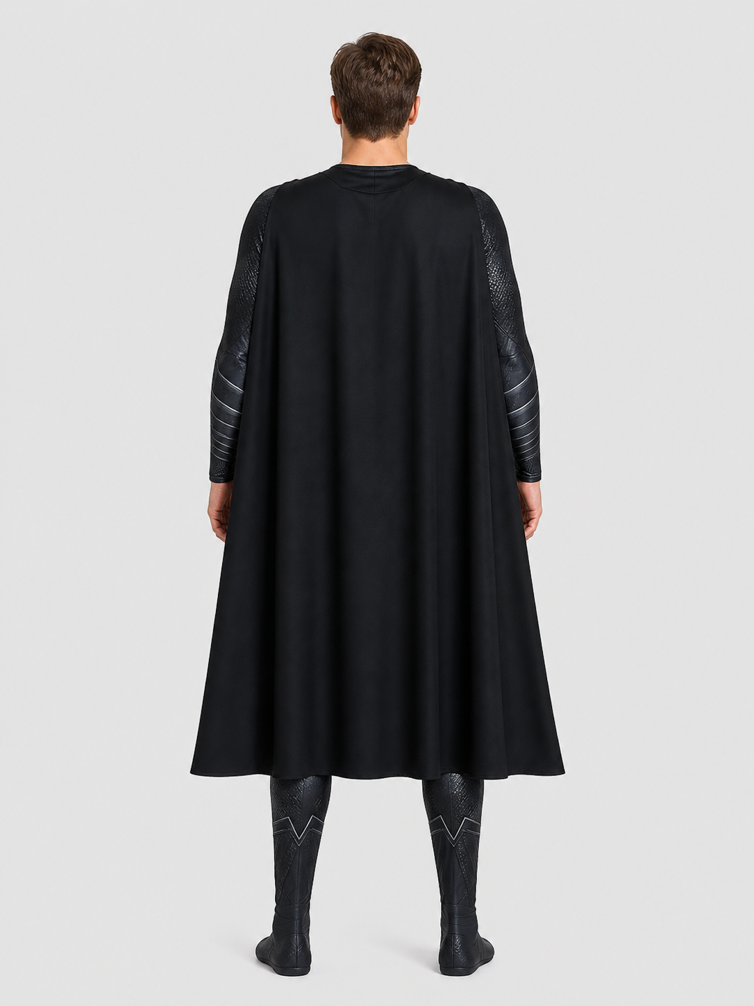 Superman Costume: Black Jumpsuit with Cape for Cosplay back view