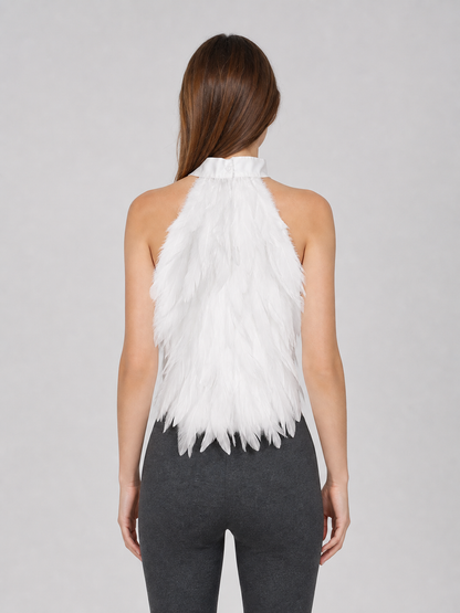 White Feather Dickey for Costumes and Performances