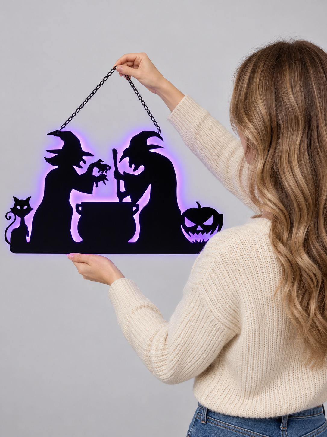 Backlit Hanging Decoration, Black and Purple
