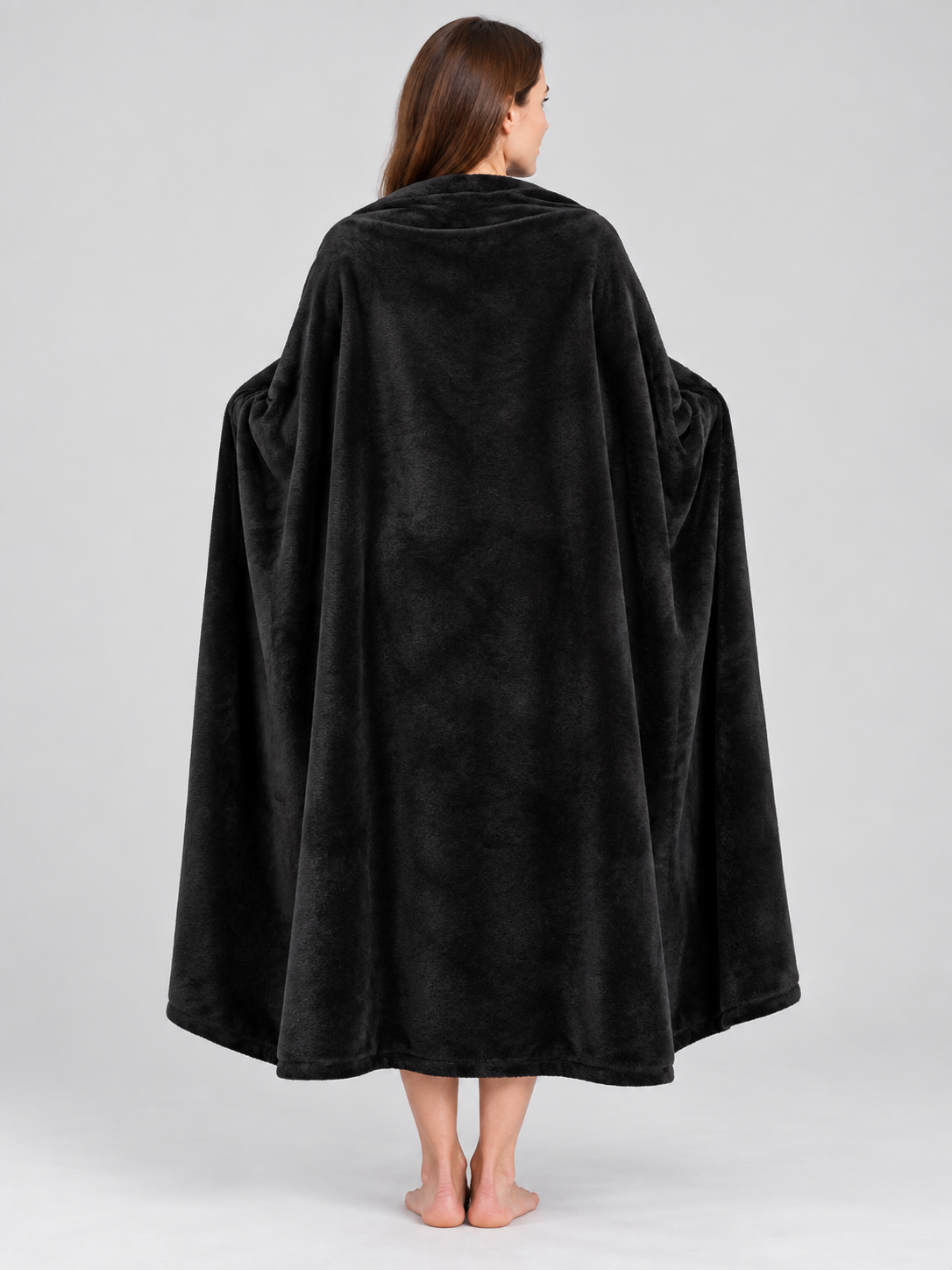 Black plush fleece rectangular blanket