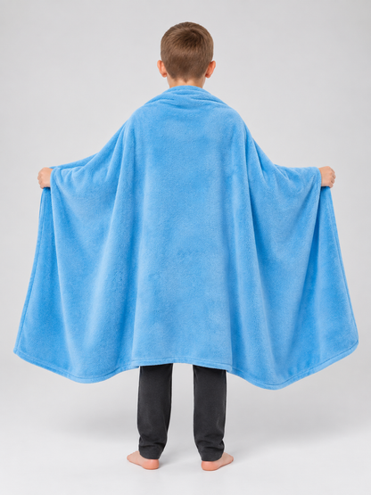 Sky Blue Reversible Fleece Blanket Made of Polyester