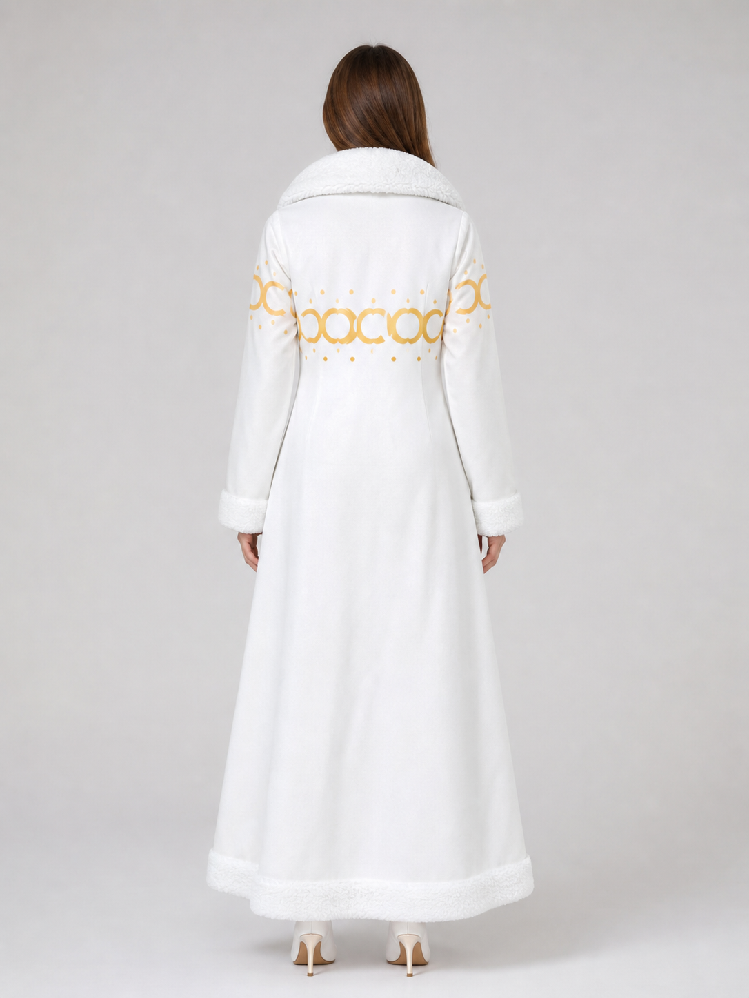 Cosplay Costume with White Fluffy Trim and Vest