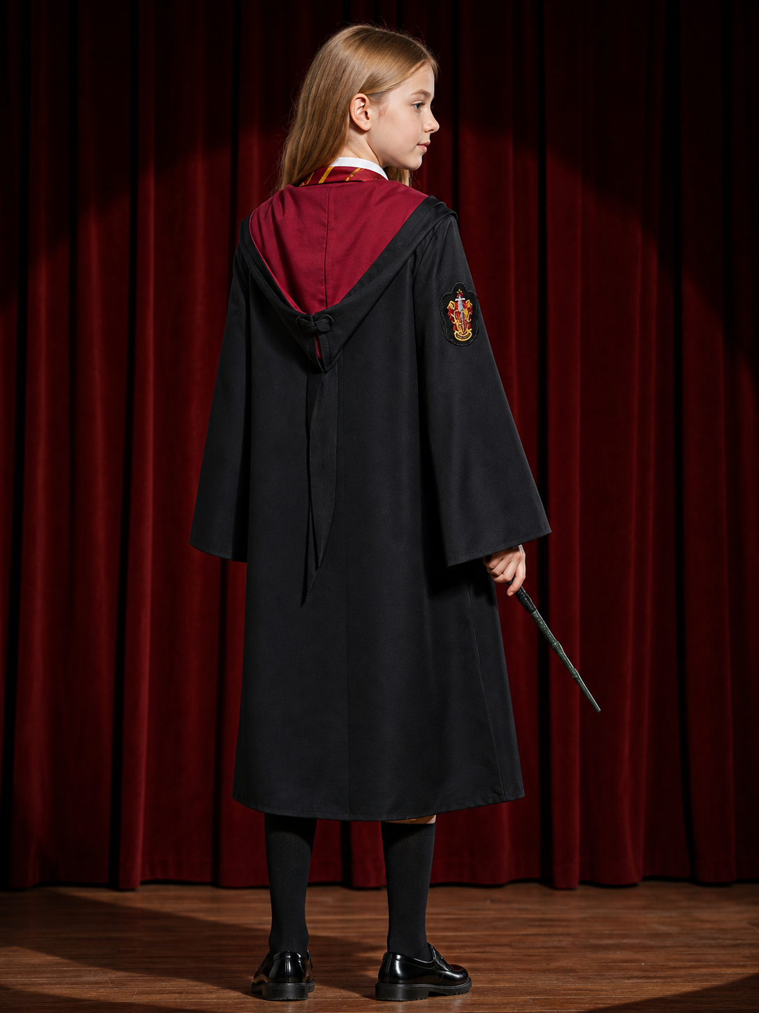 Wizard Robe for Cosplay with Hood and Hat back view