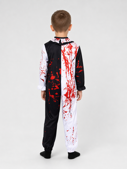 Carnival Clown Costume Jumpsuit with Blood Splatter Print