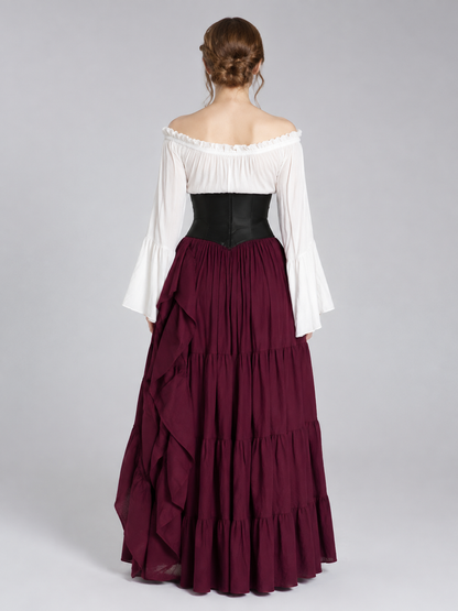 Long Medieval Dress with a Corset Panel back view
