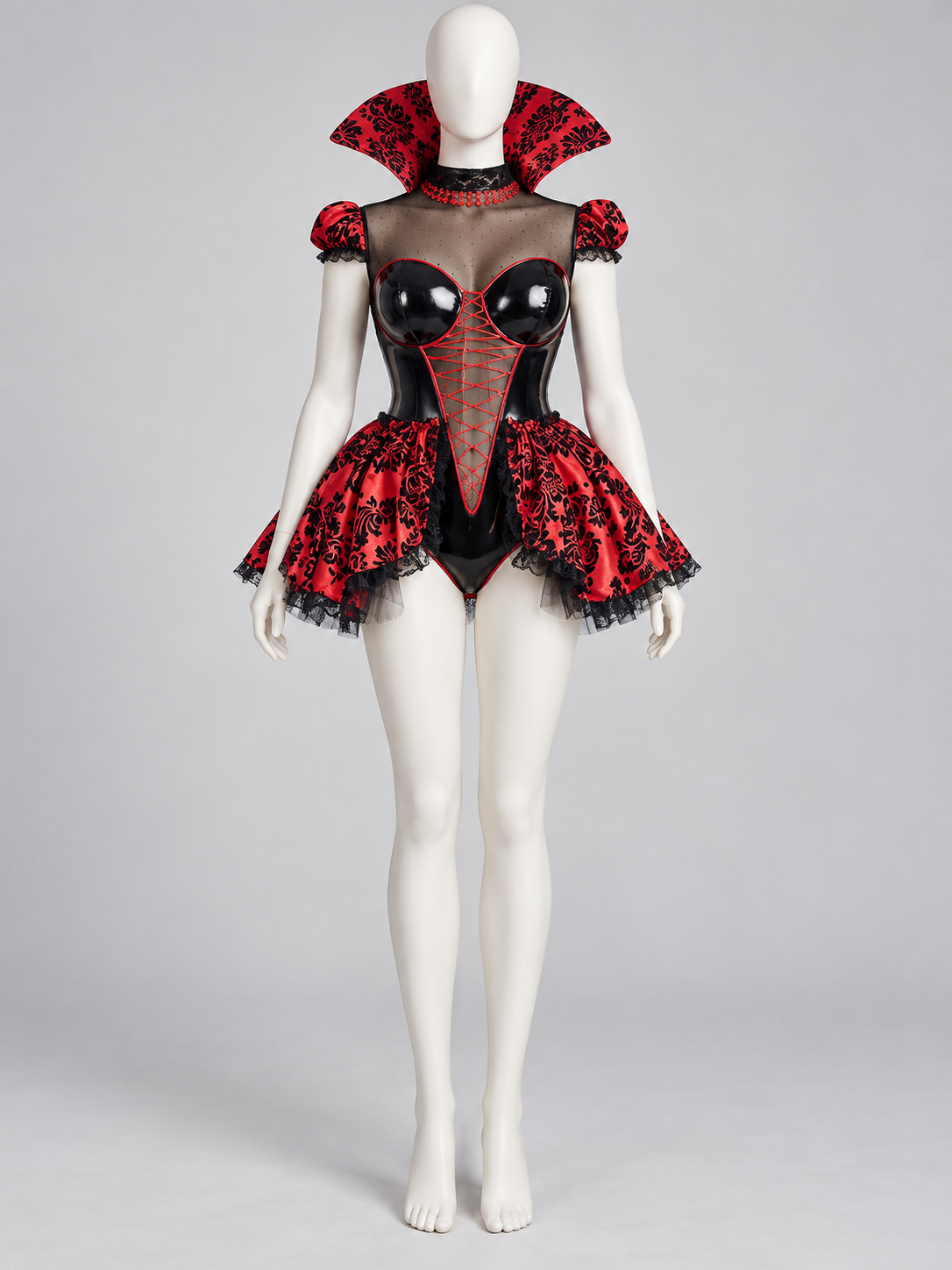 Gothic Carnival Costume with a Corset-Style Bodice back view