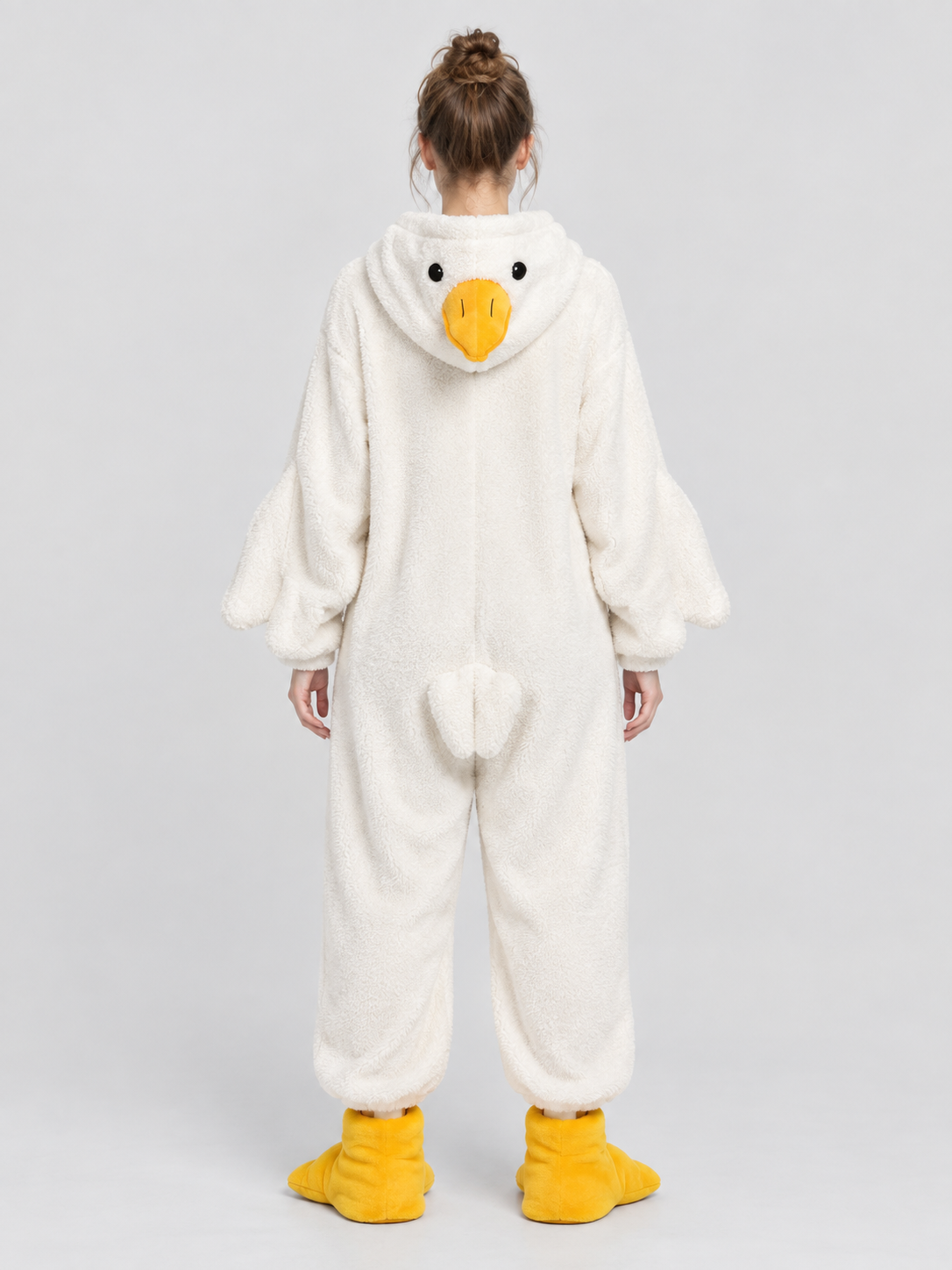 White Goose Kigurumi Pajama in Coral Fleece
