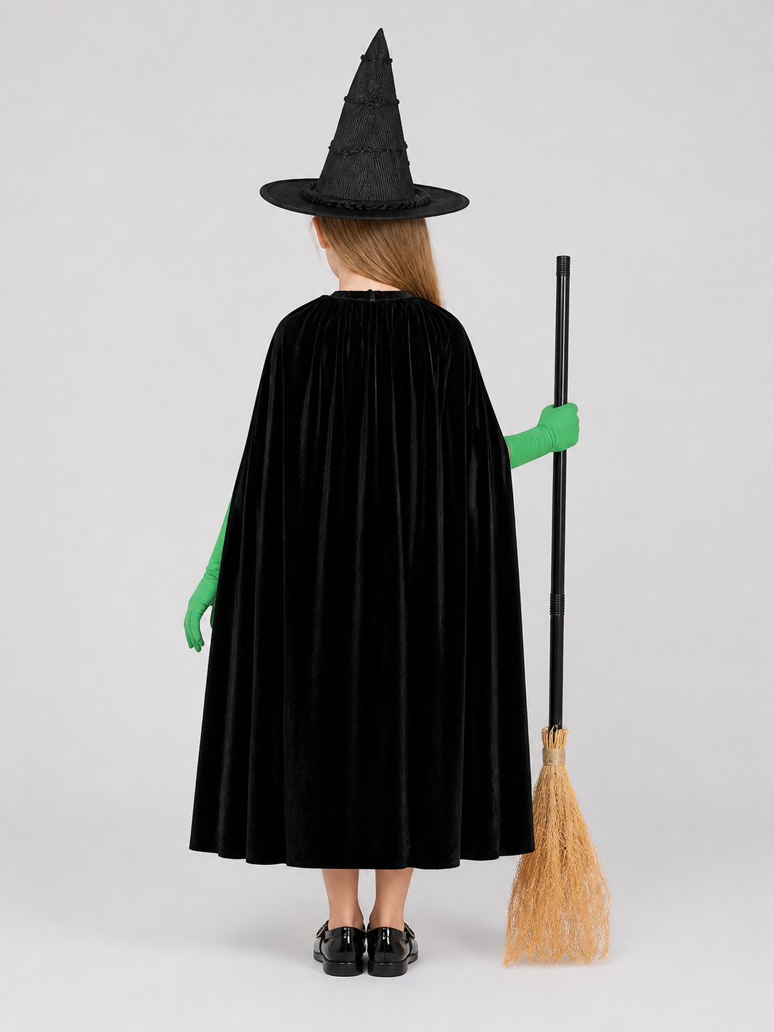 Black velvet witch costume set product view 43