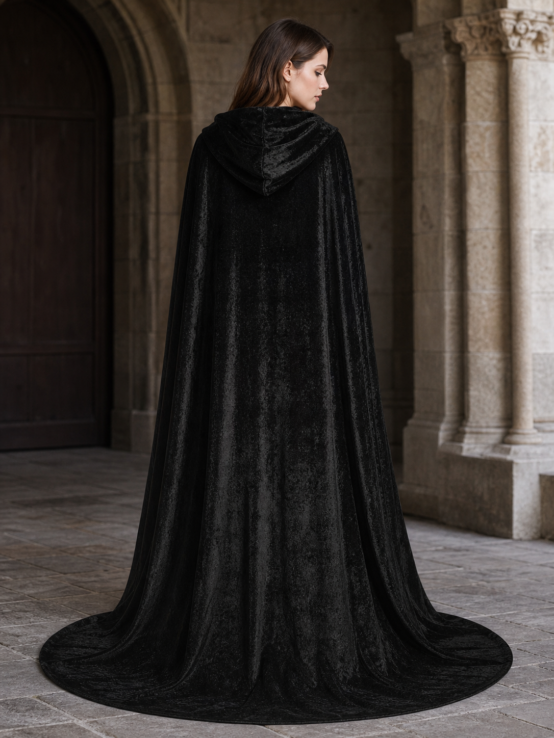 Black Gothic Hooded Carnival Cloak