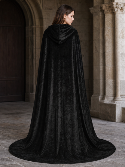Black Gothic Hooded Carnival Cloak