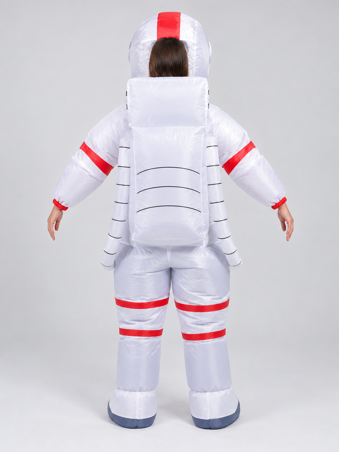 White Inflatable Astronaut Costume with Helmet and Print