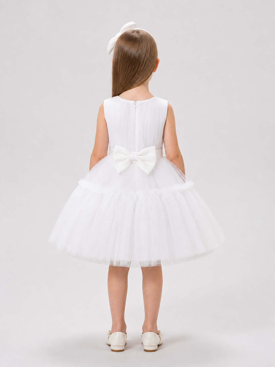 L2066XZ Tutu Dress with Tulle Skirt and Bow back view