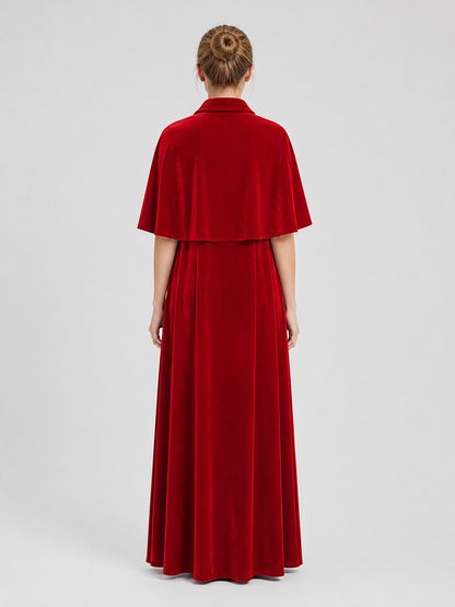 Red Dress and Cape for Vampire Cosplay on Halloween back view