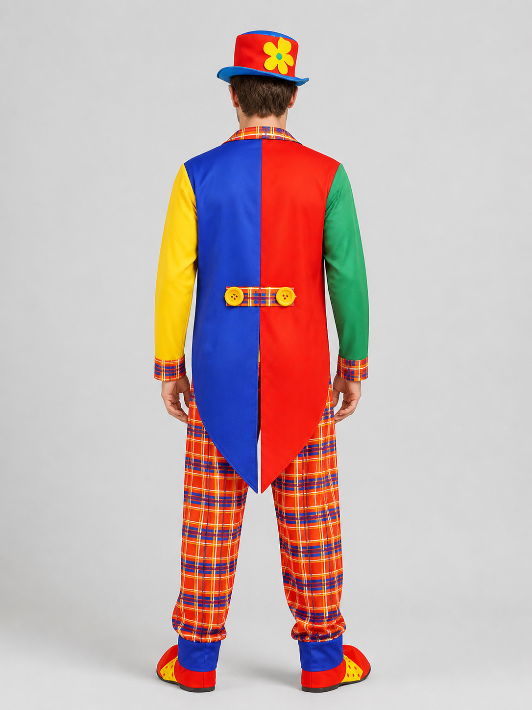 Clown Costume, Jacket, Pants, and Hat back view