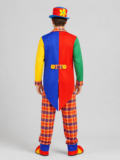 Clown Costume, Jacket, Pants, and Hat back view